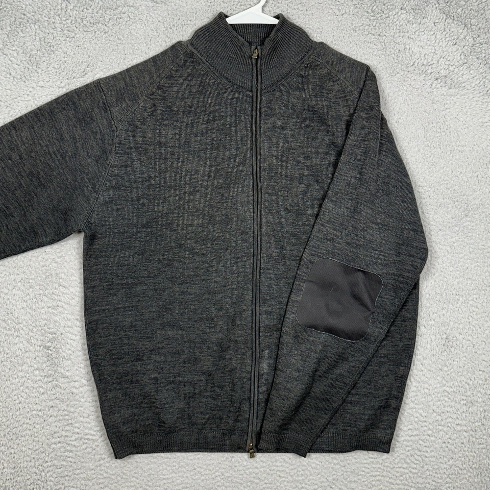Tommy Bahama Silk Blend Sweater Men Small Gray Knit Full Zip Cardigan Jacket EUC
